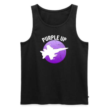 Lila up f18 Hornet Military Kids Jungen F-18 - Männer Premium Bio Tank Top - Schwarz - Vorne - Michal (187cm)