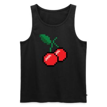 8 -Bit -Kirschen -Vintage Video Game Player Pixel - Männer Premium Bio Tank Top - Schwarz - Vorne - Michal (187cm)