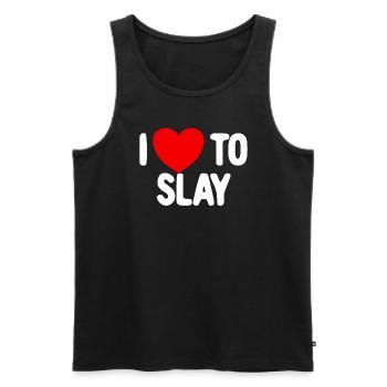 Ich liebe es, M�dchen Motivation zu t�ten, FrauenT - Männer Premium Bio Tank Top - Schwarz - Vorne - Michal (187cm)