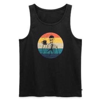 Skelett Kaffee Retro Halloween Skelettkaffee - Männer Premium Bio Tank Top - Schwarz - Vorne - Michal (187cm)
