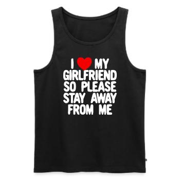 Ich liebe meine Freundin, also bitte halte dich vo - Männer Premium Bio Tank Top - Schwarz - Vorne - Michal (187cm)