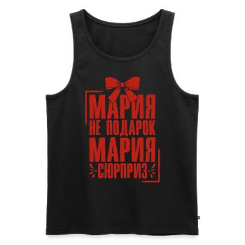 Maria saying in Russian Russia outfit for - Men's Premium Organic Tank Top - black - Front - AI Model Male 178 light (178cm)