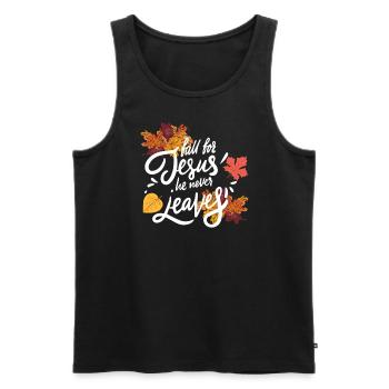 Fallen auf Jesus, er verl�sst niemals Herbststurzb - Männer Premium Bio Tank Top - Schwarz - Vorne - Michal (187cm)