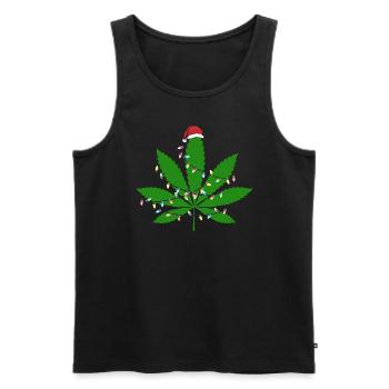 Marihuana Weihnachtsbaum Marihuana Blatt Weihnacht - Männer Premium Bio Tank Top - Schwarz - Vorne - Michal (187cm)