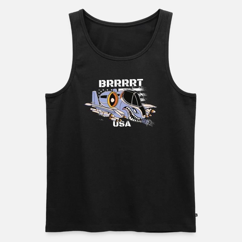 A-10-Warimogflugzeug A10 Thunderbird Brrrrrt - Männer Premium Bio Tank Top - Schwarz