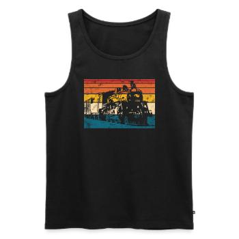 Zug -Motor Retro -Zugleiter Vintage -Zug - Männer Premium Bio Tank Top - Schwarz - Vorne - Michal (187cm)
