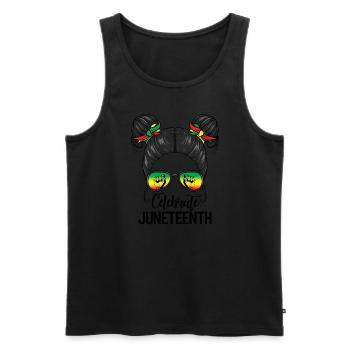 Celebrate Juneteenth Messy Bun Black Juneteenth - Men's Premium Organic Tank Top - black - Front - AI Model Male 178 light (178cm)