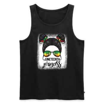 Juneteenth Princess Messy Bun Girl's JuneteenthM - Men's Premium Organic Tank Top - black - Front - AI Model Male 178 light (178cm)