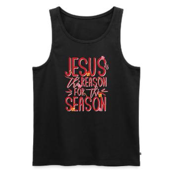 Jesus ist der Grund f�r die Saison - Männer Premium Bio Tank Top - Schwarz - Vorne - Michal (187cm)