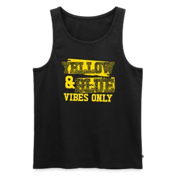 Gelbe und blaue Vibes nur Sportmannschaft M�nner - Männer Premium Bio Tank Top - Schwarz - Vorne - AI Model Male 178 light (178cm)