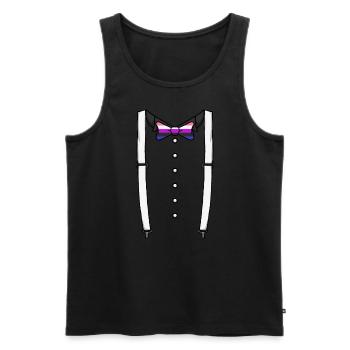 Genderfluid Fliege Hosentr�ger Cummerbund Fliege K - Männer Premium Bio Tank Top - Schwarz - Vorne - AI Model Male 178 light (178cm)