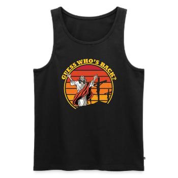 Ratet mal, wer zur�ck ist, Jesus Christian, errate - Männer Premium Bio Tank Top - Schwarz - Vorne - Michal (187cm)