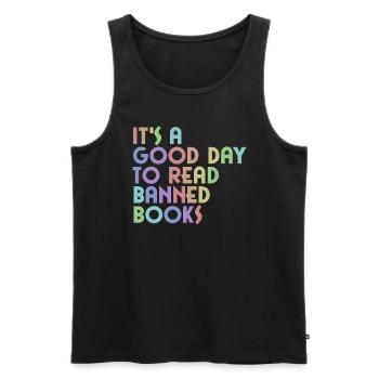 Es ist ein guter Tag, um verbotene B�cher zu lesen - Männer Premium Bio Tank Top - Schwarz - Vorne - Michal (187cm)