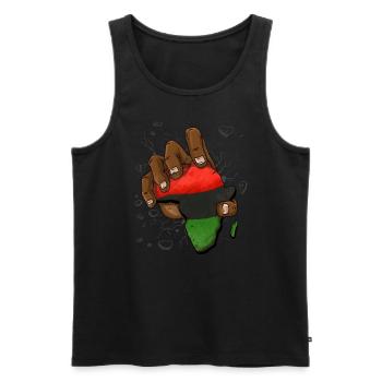 Pan Africa Fist Black Heritage Schwarze Geschichte - Männer Premium Bio Tank Top - Schwarz - Vorne - Michal (187cm)