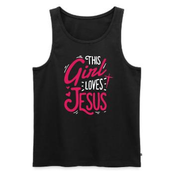 Dieses M�dchen liebt Jesus christliche Frauen lieb - Männer Premium Bio Tank Top - Schwarz - Vorne - Michal (187cm)