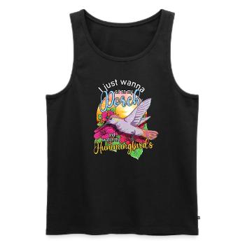 Ich m�chte nur auf meiner Veranda sitzen und Kolib - Männer Premium Bio Tank Top - Schwarz - Vorne - Michal (187cm)