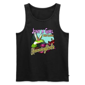 Nur ein M�dchen, das gerne Kolibris M�dchen liebt - Männer Premium Bio Tank Top - Schwarz - Vorne - Michal (187cm)
