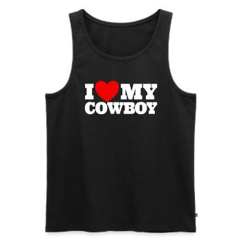 Ich liebe meinen Cowboy Red Heart Cowboys lieben m - Männer Premium Bio Tank Top - Schwarz - Vorne - AI Model Male 178 light (178cm)
