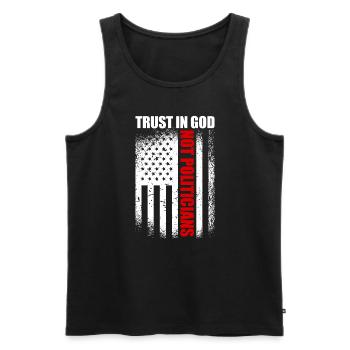 Vertrauen in Gott und nicht in Politiker Amerikani - Männer Premium Bio Tank Top - Schwarz - Vorne - AI Model Male 178 light (178cm)
