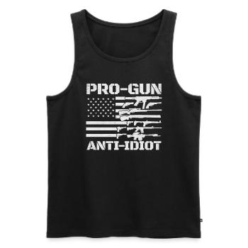 Pro Gun Anti -Idiot USA Flagge Pro Gun Anti -Idiot - Männer Premium Bio Tank Top - Schwarz - Vorne - Michal (187cm)