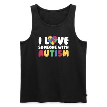 Ich liebe jemanden mit Autismus Herz Puzzle Autism - Männer Premium Bio Tank Top - Schwarz - Vorne - Michal (187cm)