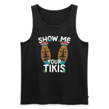Zeigen Sie mir Ihren Tikis Hawaii Aloha Luau Mens - Männer Premium Bio Tank Top - Schwarz - Vorne - Michal (187cm)