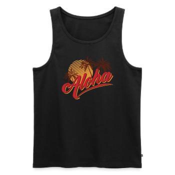 Aloha Hawaiian Retro Sommer Tropical Hawaii Aloha - Männer Premium Bio Tank Top - Schwarz - Vorne - Michal (187cm)