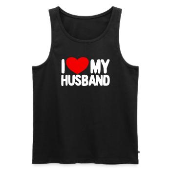 Ich liebe meinen Mann rotes Herz Frau Ich liebe me - Männer Premium Bio Tank Top - Schwarz - Vorne - Michal (187cm)