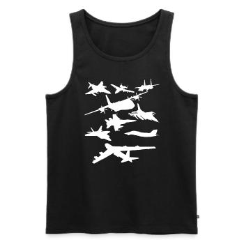Milit�rflugzeug Milit�rflugzeugk�mpfer JetsB52 -He - Männer Premium Bio Tank Top - Schwarz - Vorne - AI Model Male 178 light (178cm)