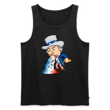 Onkel Samm Funny Drinking 4. Juli kotzend - Männer Premium Bio Tank Top - Schwarz - Vorne - Michal (187cm)