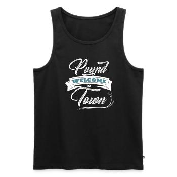 Welcome to Pound Town Funny Adult Humor - Men's Premium Organic Tank Top - black - Front - AI Model Male 178 light (178cm)