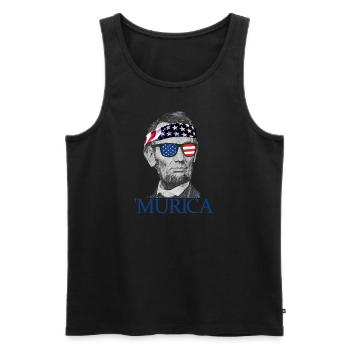 Murica Abe Lincoln Patriotische 4. Juli Lincoln - Männer Premium Bio Tank Top - Schwarz - Vorne - AI Model Male 178 light (178cm)