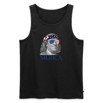 Merica Ben Franklin Patriotischer 4. Juli Franklin - Männer Premium Bio Tank Top - Schwarz - Vorne - AI Model Male 178 light (178cm)