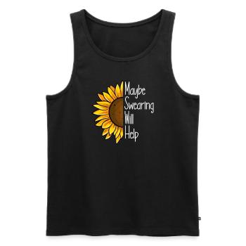 Vielleicht hilft das Schw�ren von Sonnenblumen zu - Männer Premium Bio Tank Top - Schwarz - Vorne - Michal (187cm)