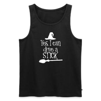 Ja, ich kann einen Stick -Halloween -Hexen fahren, - Männer Premium Bio Tank Top - Schwarz - Vorne - Michal (187cm)