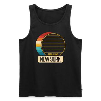 Eclipse totale de Soleil New York 28 avril 2024 Soleils - Débardeur bio Premium Homme - noir - Devant - Michal (187cm)