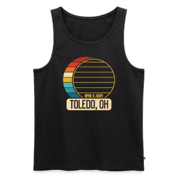 Éclipse solaire totale Ohio Toledo 28 avril 2024Tole - Débardeur bio Premium Homme - noir - Devant - Michal (187cm)
