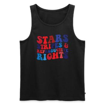 Sterne Streifen und reproduktive Rechte Frauen - Männer Premium Bio Tank Top - Schwarz - Vorne - Michal (187cm)