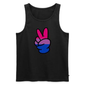 Bisexuelles Hand sexuelles Friedenszeichen LGBTQ B - Männer Premium Bio Tank Top - Schwarz - Vorne - Michal (187cm)