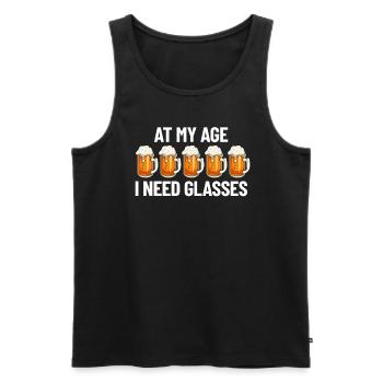 In meinem Alter brauche ich eine Brille Biergl�ser - Männer Premium Bio Tank Top - Schwarz - Vorne - Michal (187cm)