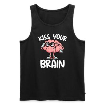Küss dein Gehirn, s��er Lehrer zur�ck in die Schul - Männer Premium Bio Tank Top - Schwarz - Vorne - Michal (187cm)