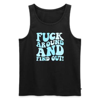 Fuck around et découvrez comment trouver Fafo - Débardeur bio Premium Homme - noir - Devant - AI Model Male 178 light (178cm)