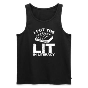 Ich habe die Leuchtet in der Alphabetisierung zurü - Männer Premium Bio Tank Top - Schwarz - Vorne - AI Model Male 178 light (178cm)