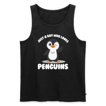 Nur ein Junge, der Penguine liebt Penguins Jungen - Männer Premium Bio Tank Top - Schwarz - Vorne - AI Model Male 178 light (178cm)