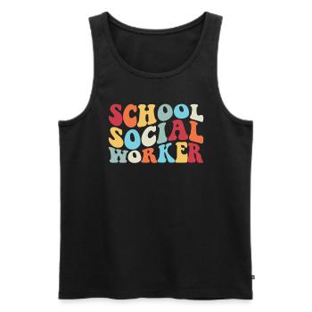 School Social Worker Retro School Social Worker - Men's Premium Organic Tank Top - black - Front - AI Model Male 178 light (178cm)