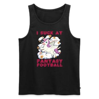 Ich lutsche am Einhornfußball der Fantasy -Fußball - Männer Premium Bio Tank Top - Schwarz - Vorne - Michal (187cm)