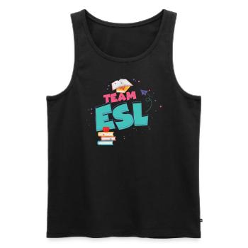 Team ESL School Englischlehrer Linguist Team ESL - Männer Premium Bio Tank Top - Schwarz - Vorne - Michal (187cm)