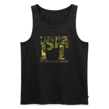 Ich renne von PT wie ein Bohrsergeant lustig - Männer Premium Bio Tank Top - Schwarz - Vorne - AI Model Male 178 light (178cm)