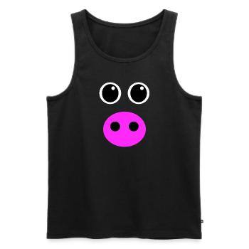 Schweine Gesicht Kostüm Halloween Farm Tier Kostüm - Männer Premium Bio Tank Top - Schwarz - Vorne - Michal (187cm)