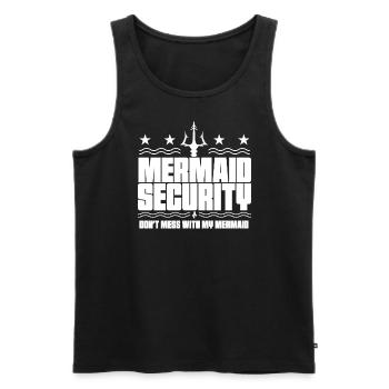 Mermaid Security ne plaisante pas avec mon Meerju - Débardeur bio Premium Homme - noir - Devant - AI Model Male 178 light (178cm)